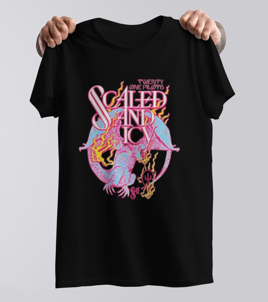Twenty One Pilots Scaled And Icy Dragon Flame Artwork T-Shirt