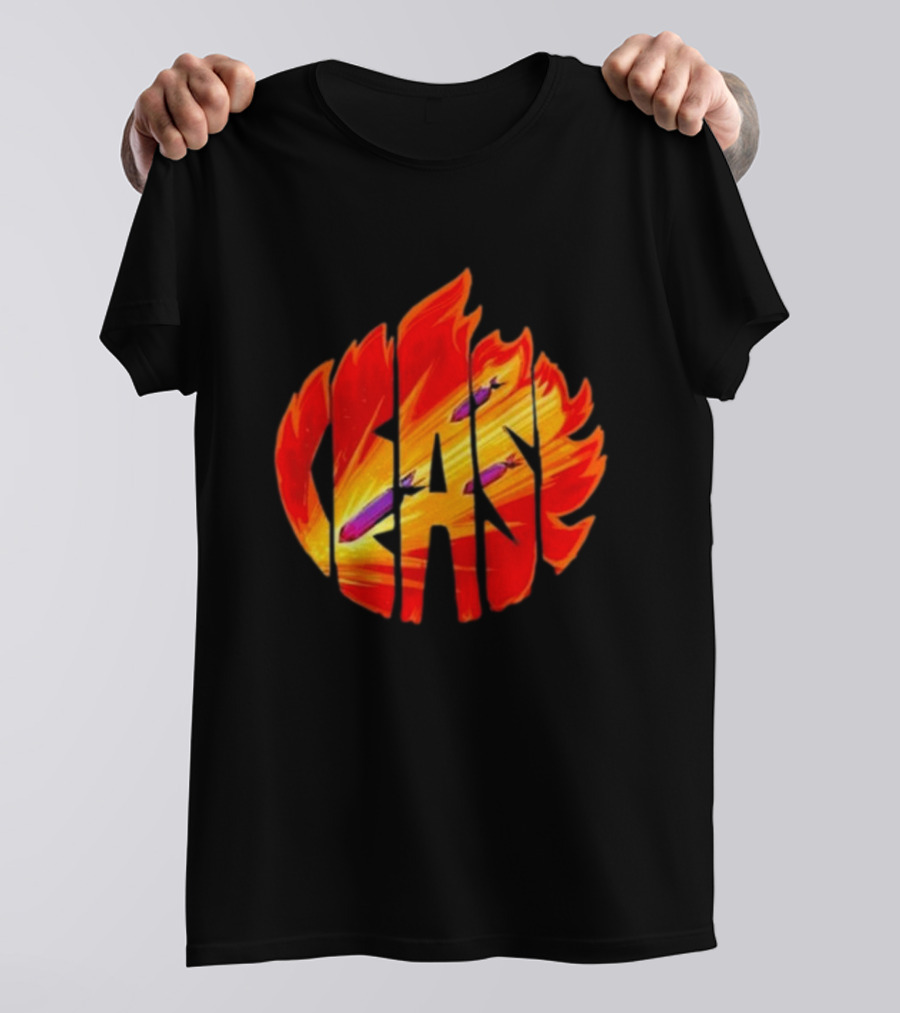 Cease Fire Flame Letters With Missiles T-Shirt