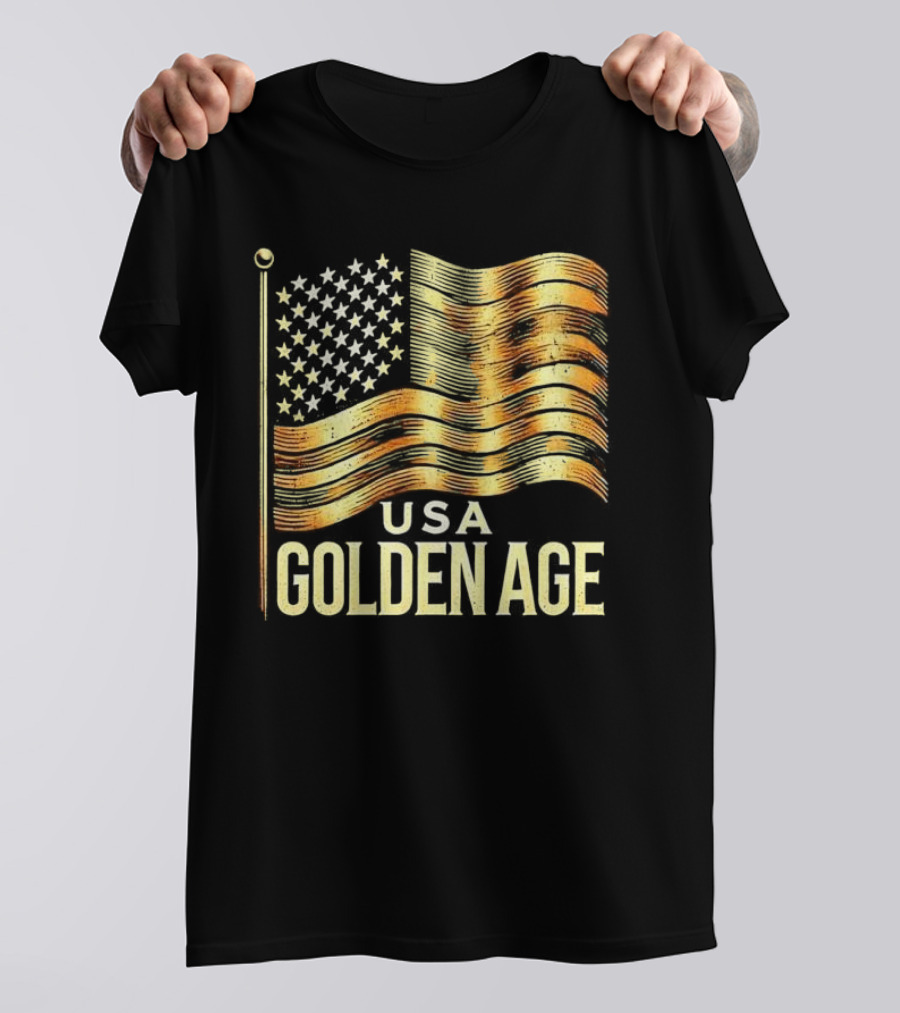 USA Golden Age Golden American Flag T-Shirt