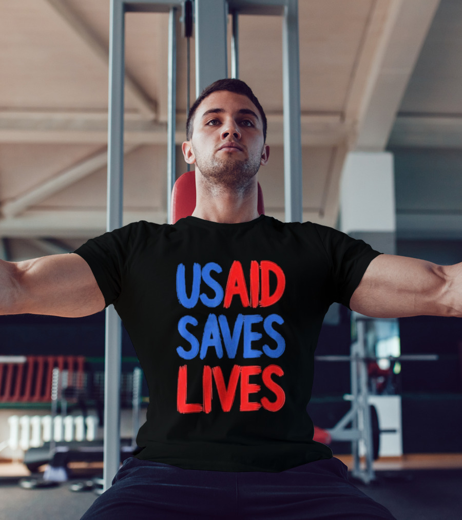 USAID Saves Lives Red And Blue Text T-Shirt