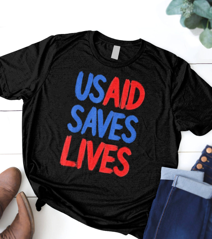 USAID Saves Lives Red And Blue Text T-Shirt