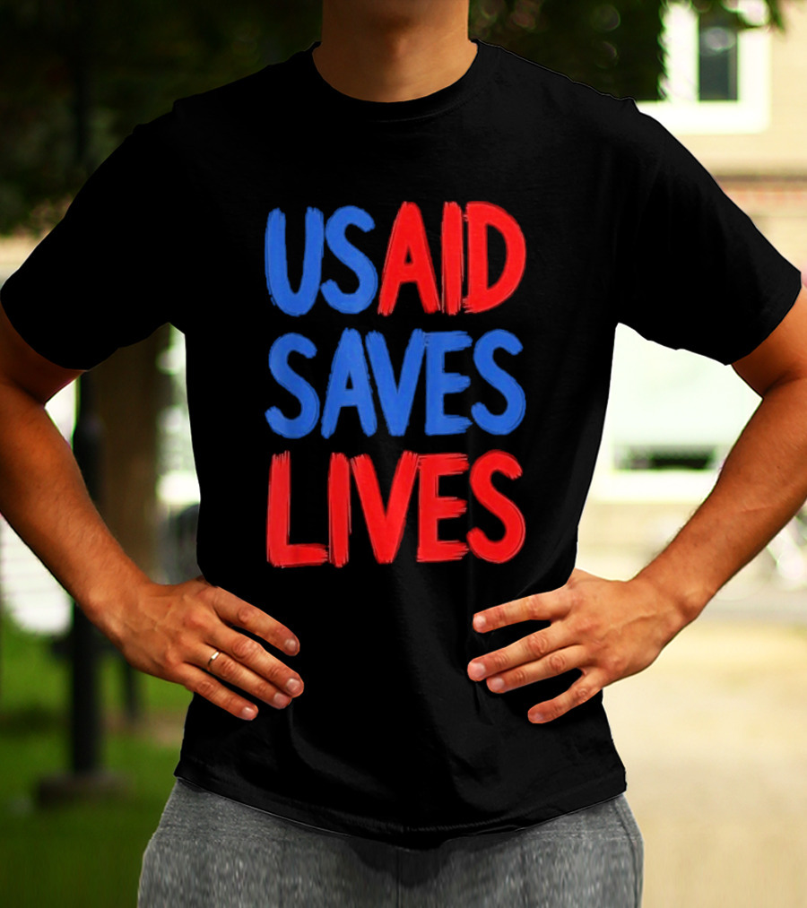 USAID Saves Lives Red And Blue Text T-Shirt