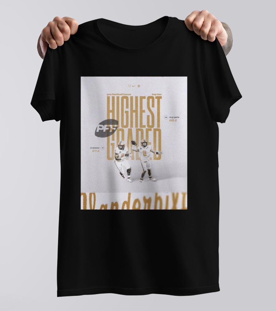 Vanderbilt PFF Top Ten Highest Graded Eli Stowers Diego Pavia T-Shirt