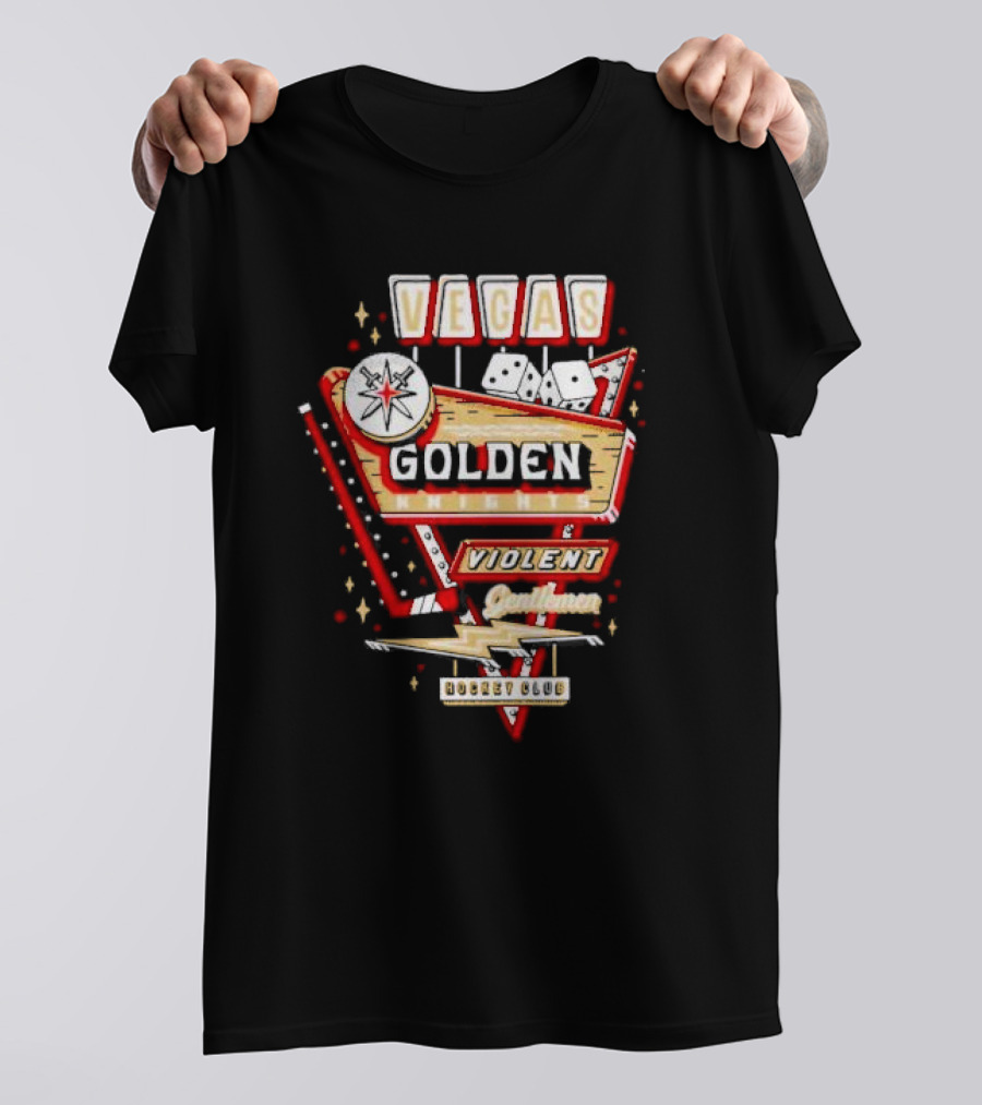 Vegas Golden Knights Violent Gentlemen Hockey Club Playing Card Style T-Shirt