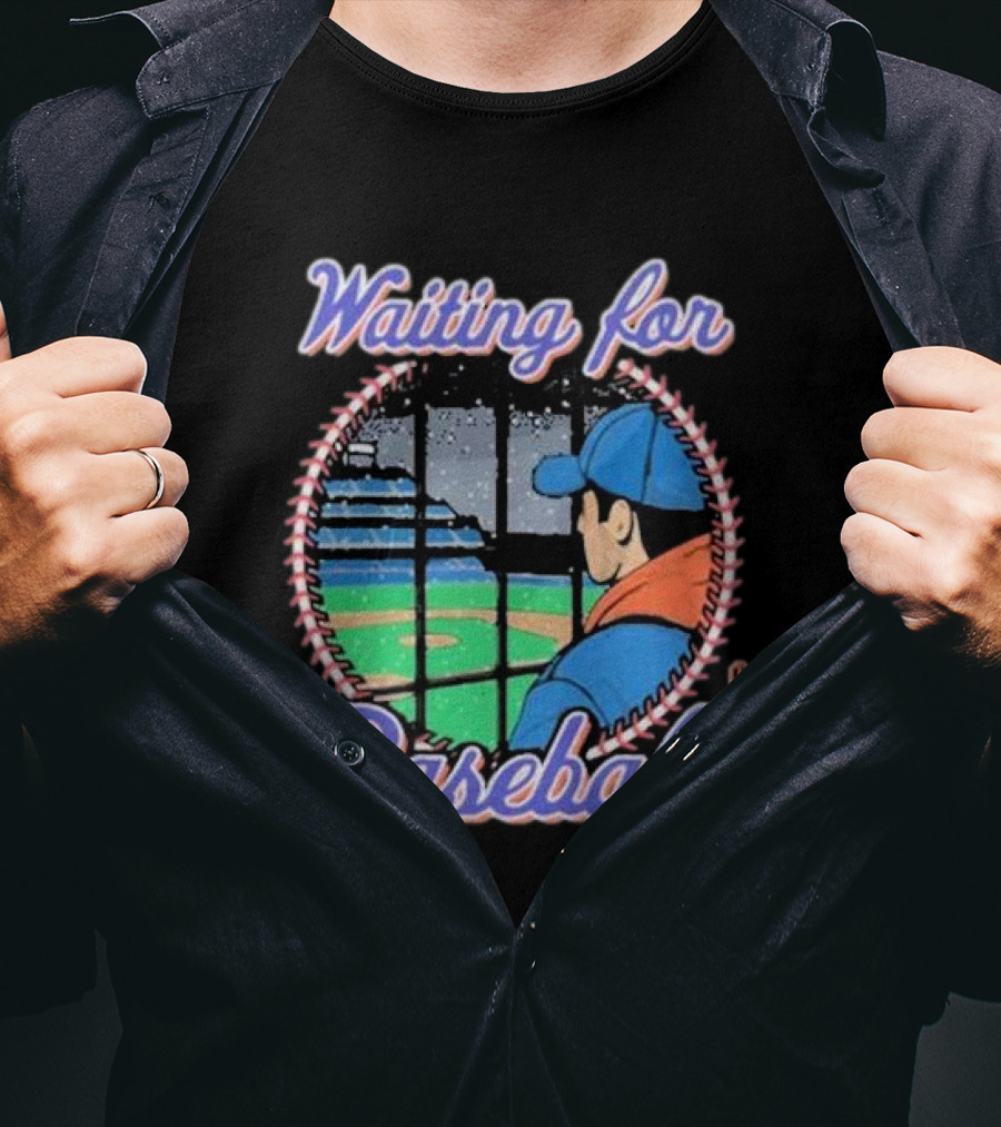 Waiting For Baseball Game Fan Looking Out Stadium Window T-Shirt
