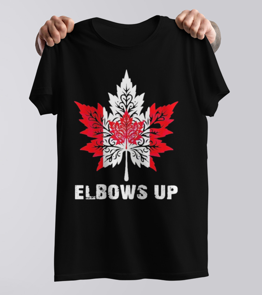 Elbows Up Canada Maple Leaf True North Strong Vintage T-Shirt