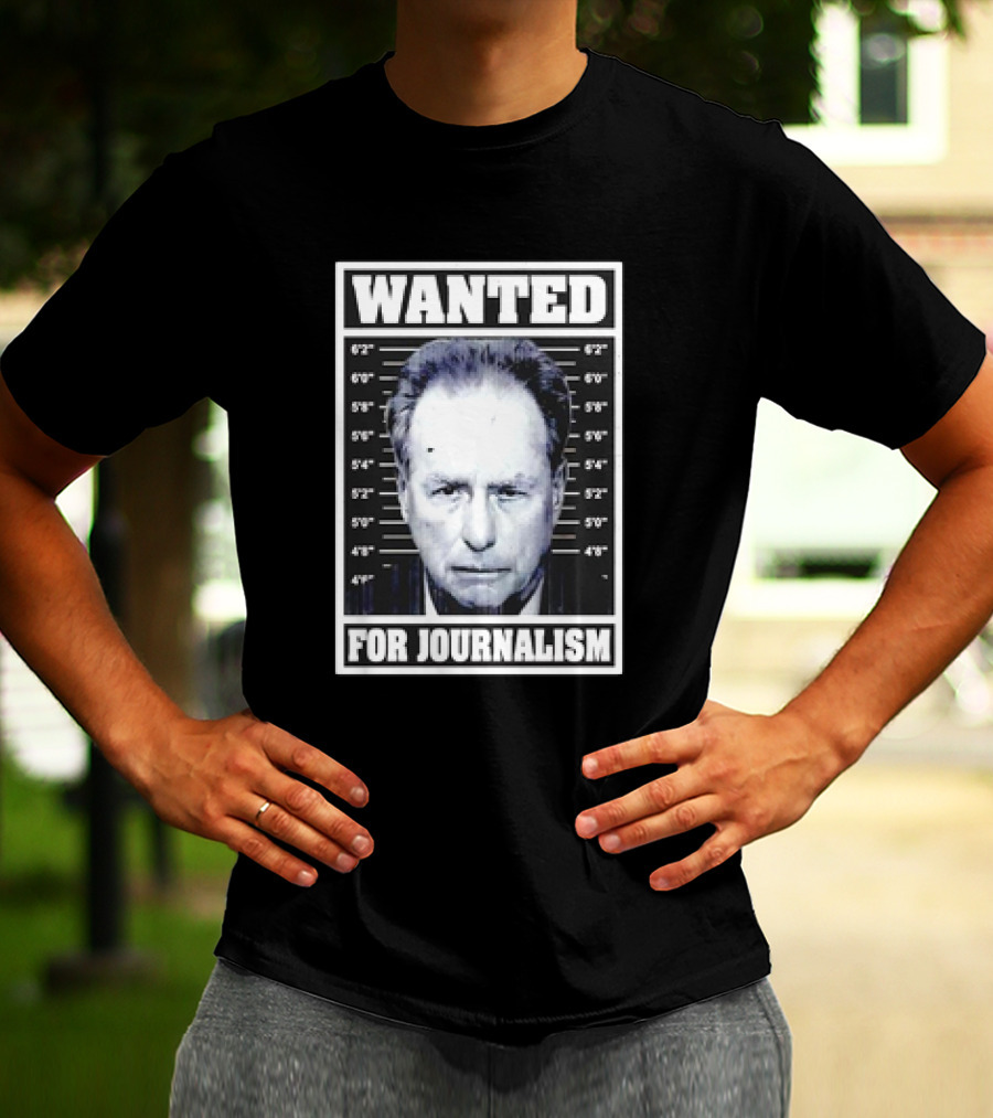 Wanted Satire For Journalism With Shot Image T-Shirt
