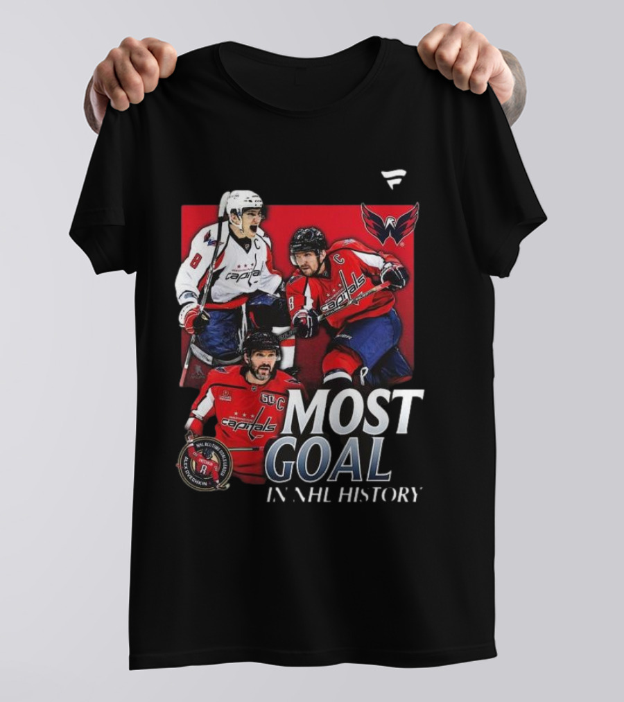 Washington Capitals Alexander Ovechkin Most Goals In NHL History Evolution 8 T-Shirt