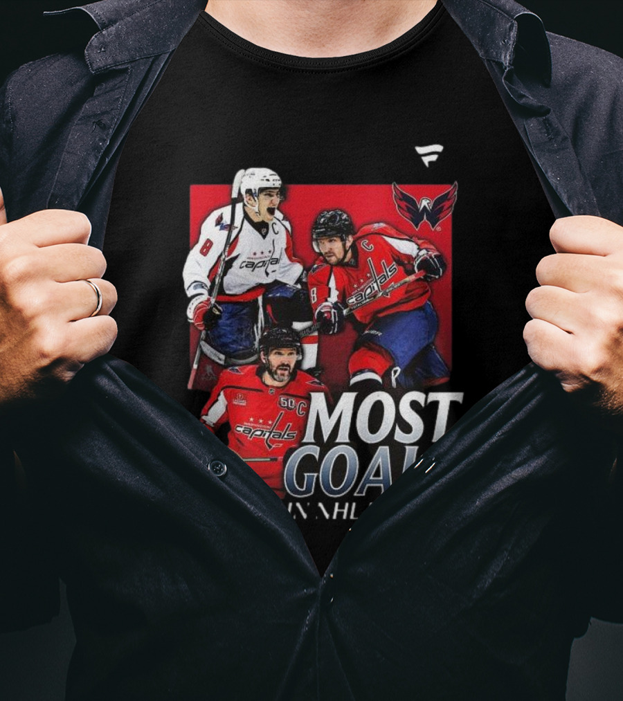 Washington Capitals Alexander Ovechkin Most Goals In NHL History Evolution 8 T-Shirt