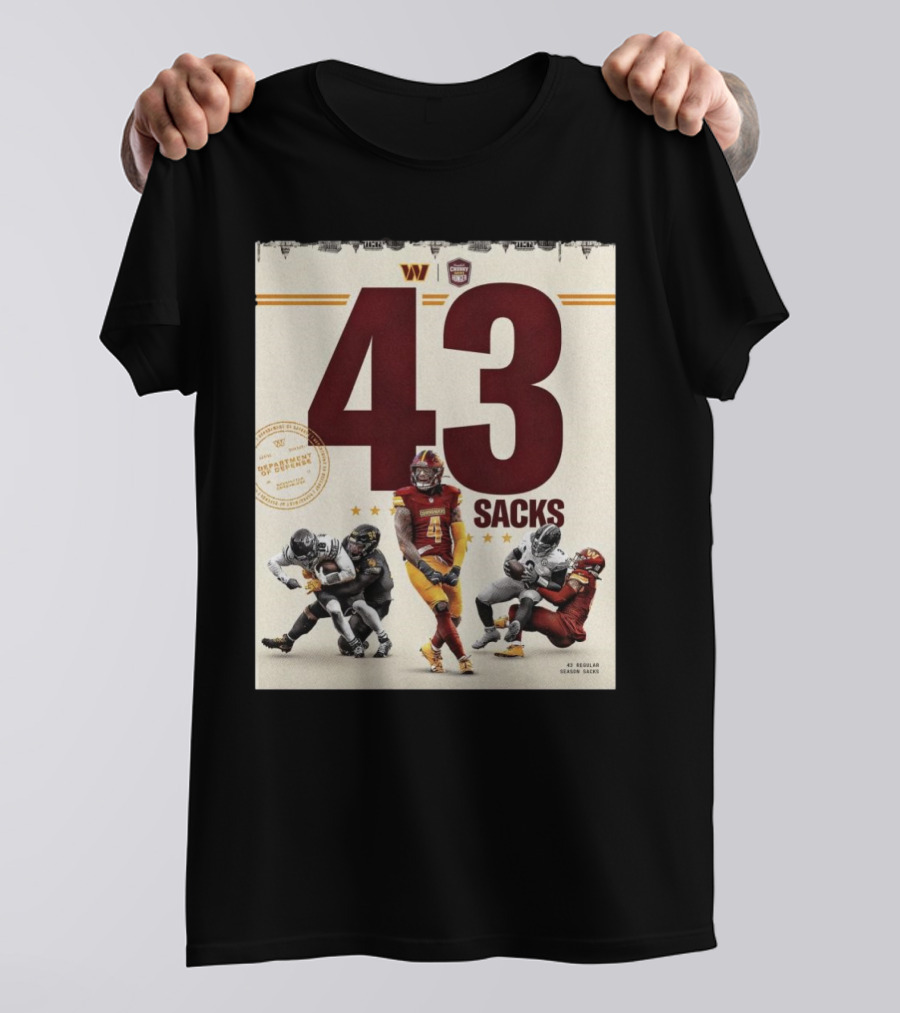 Washington Commanders 43 Sacks Chunky Sacks Hunger Program T-Shirt