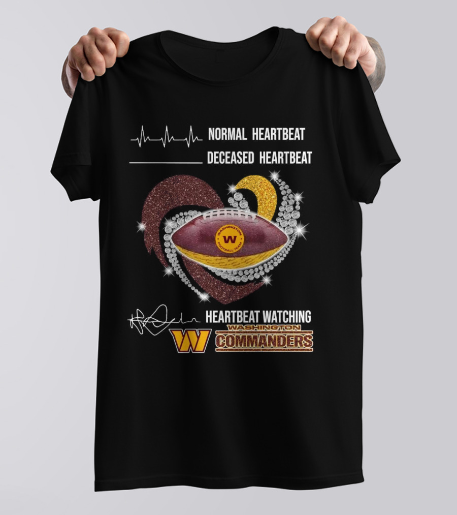 Washington Commanders Faster Heartbeat When Ing Football Diamond Heart T-Shirt