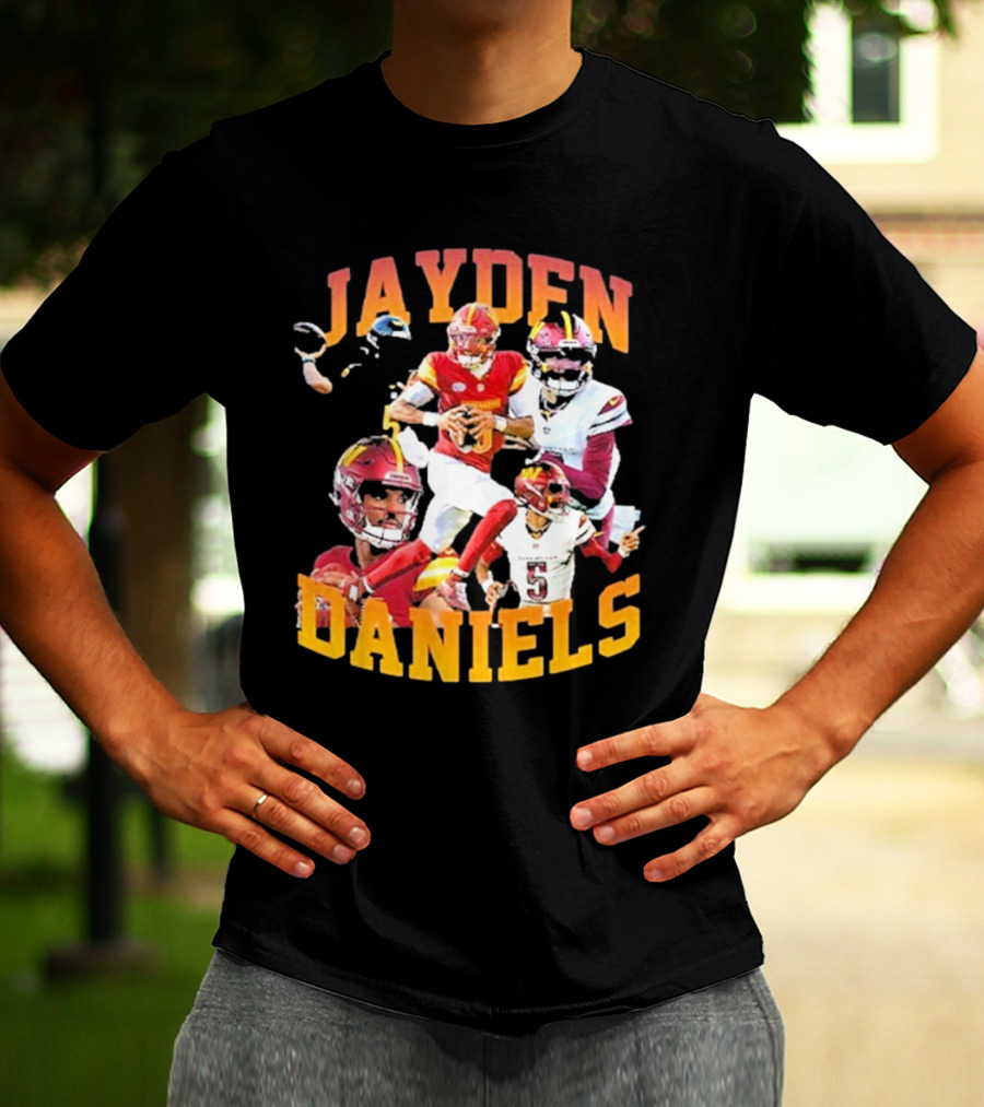 Jayden Daniels Washington Commanders Football Player Collage T-Shirt