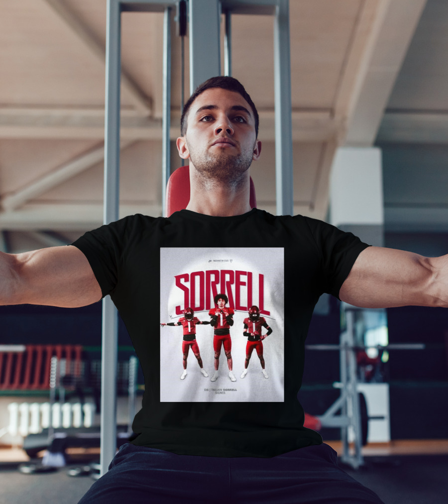 Washington State Cougars Sorrell DB Trillion Signed Football Palouse T-Shirt