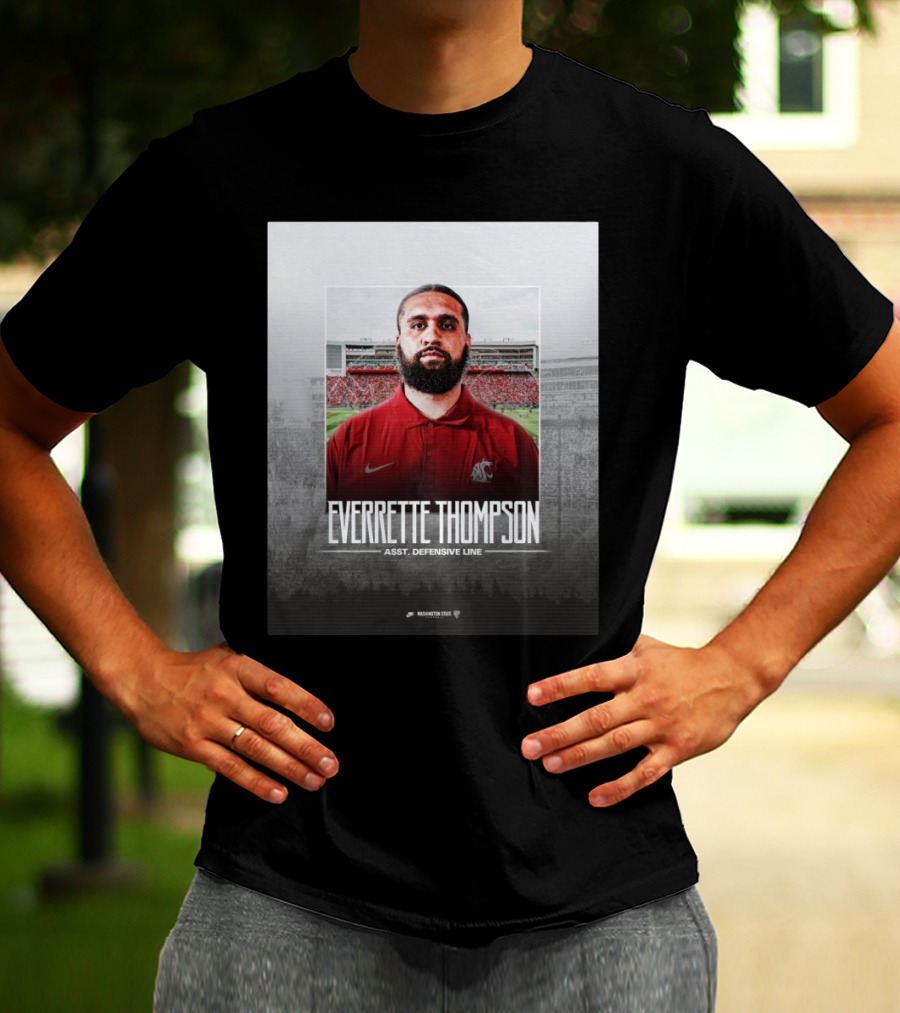 Washington State Football Everette Thompson Assistant Defensive Line Coach Palouse Stadium T-Shirt