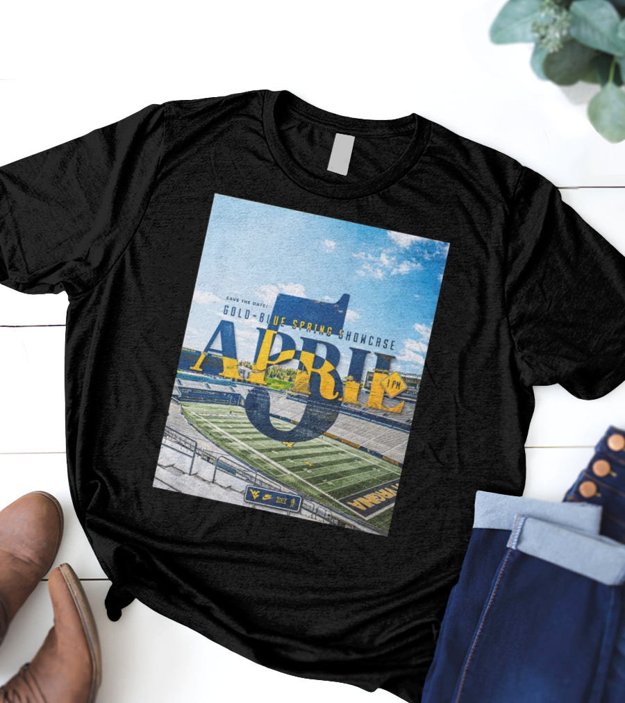 West Virginia Mountaineers Save The Date Gold Blue Spring Showcase April 5 2025 1 PM T-Shirt