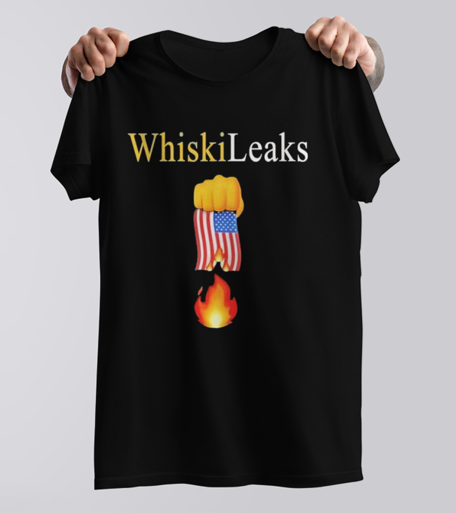 Whiskileaks American Flag Fist Fire 2025 T-Shirt