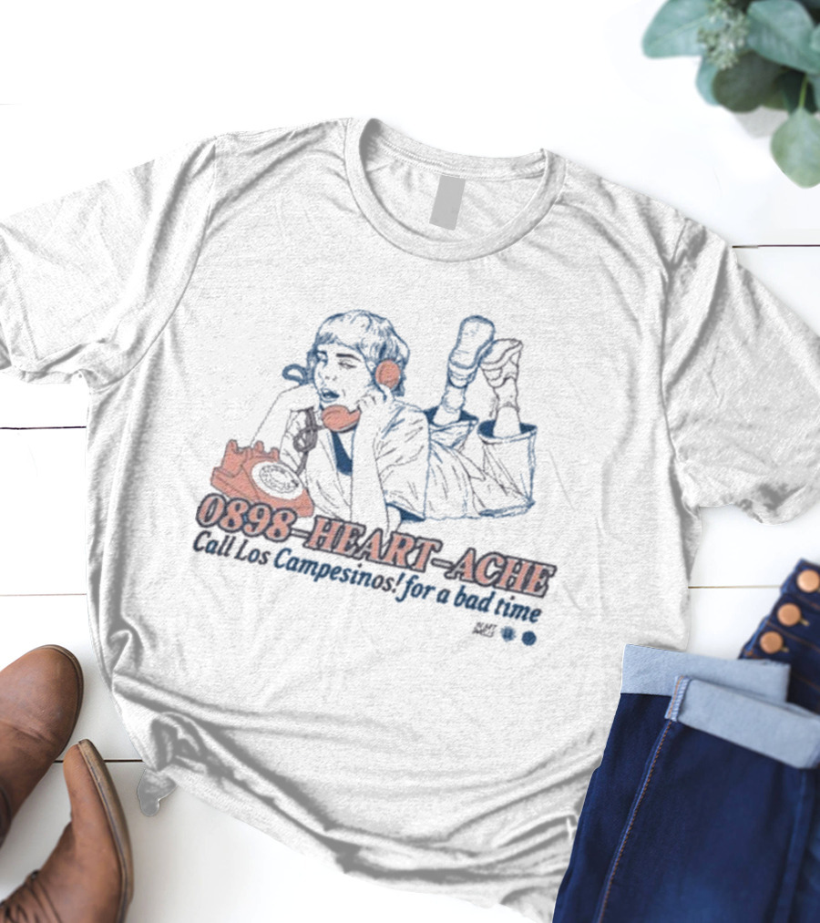 0898 Heart Ache Los Campesinos Call For A Bad Time With Vintage Phone Illustration T-Shirt