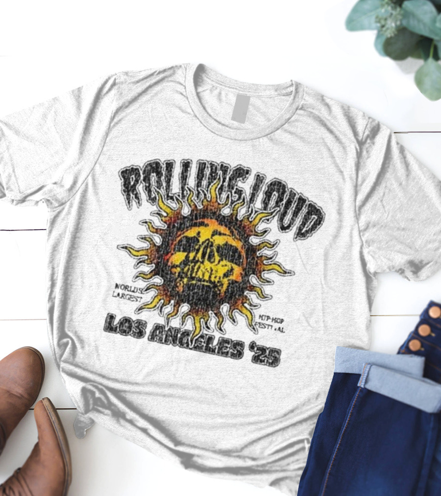 Rolling Loud Los Angeles 2025 Skull Sunburst Graphic T-Shirt