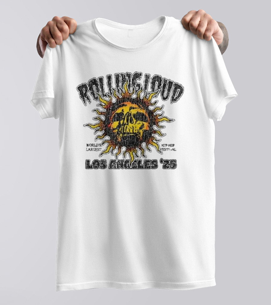 Rolling Loud Los Angeles 2025 Skull Sunburst Graphic T-Shirt