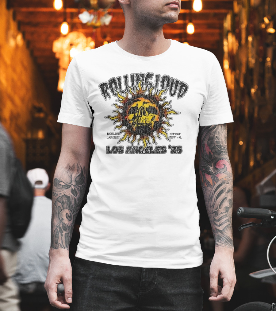 Rolling Loud Los Angeles 2025 Skull Sunburst Graphic T-Shirt