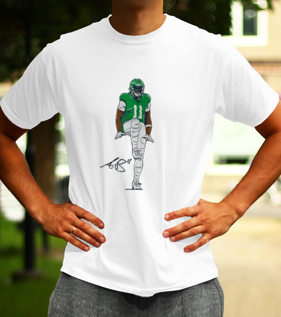 A.J. Brown The Silencer Green Football Number 11 Player Kneeling Icon T-Shirt