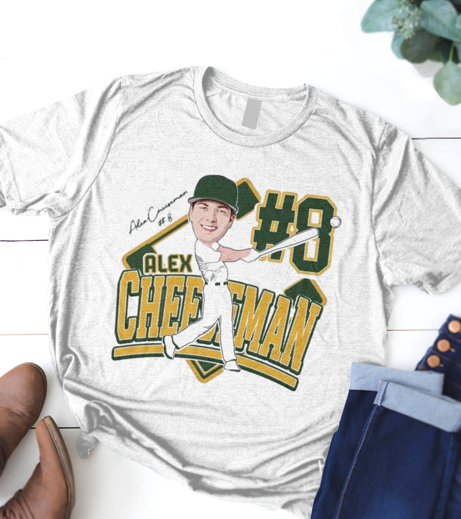 Alex Cheeseman #8 Baseball Caricature 2025 T-Shirt