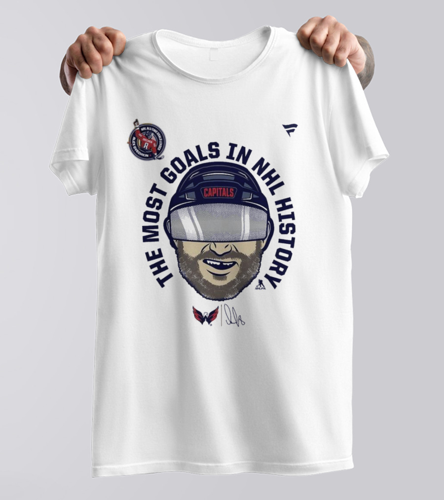 Alexander Ovechkin Capitals The Most Goals In NHL History Caricature T-Shirt