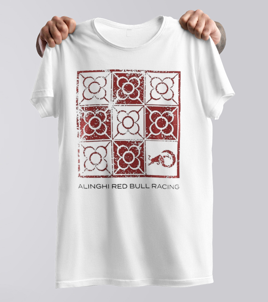 Alinghi Red Bull Racing Barcelona Nine-Panel Grid Pattern T-Shirt