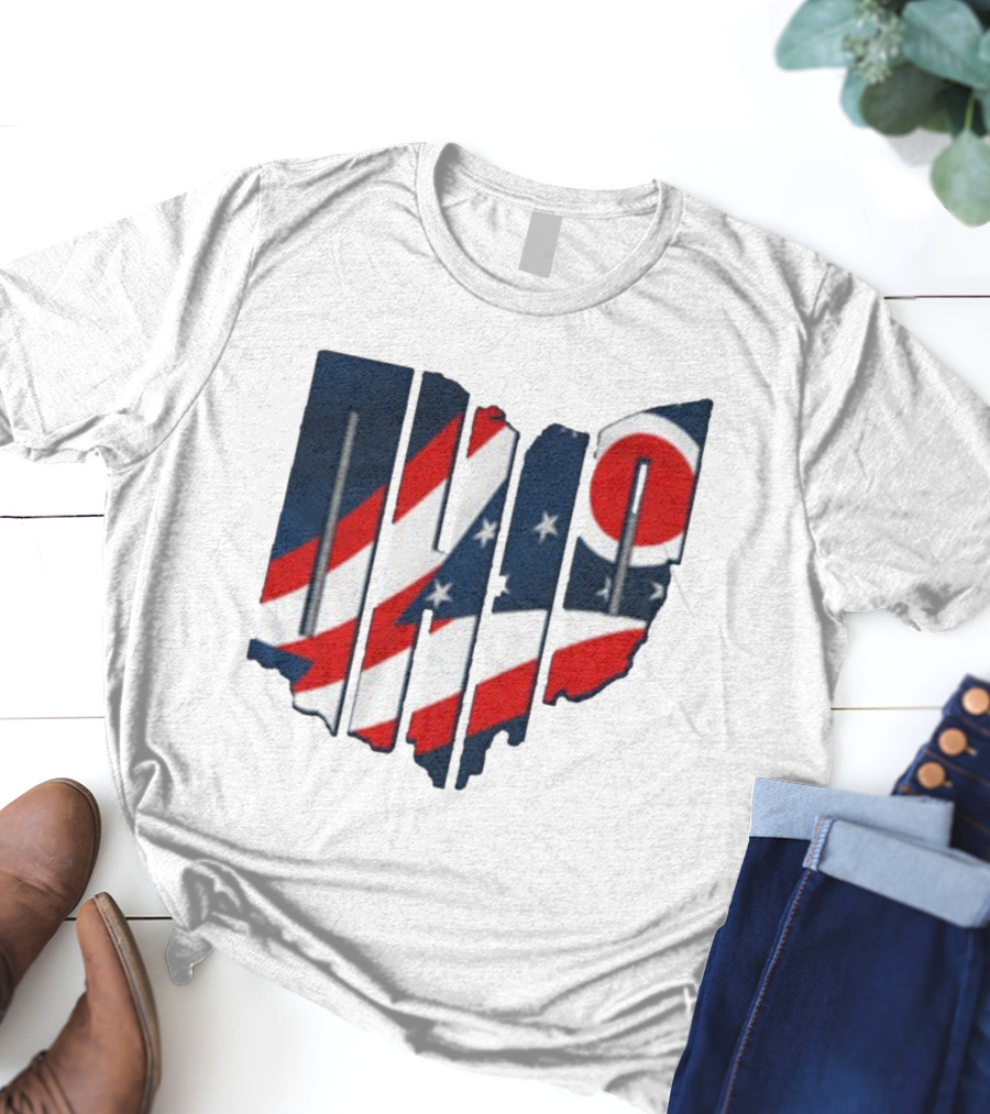 Ohio State Flag USA Cleveland Columbus Basketball 2025 T-Shirt