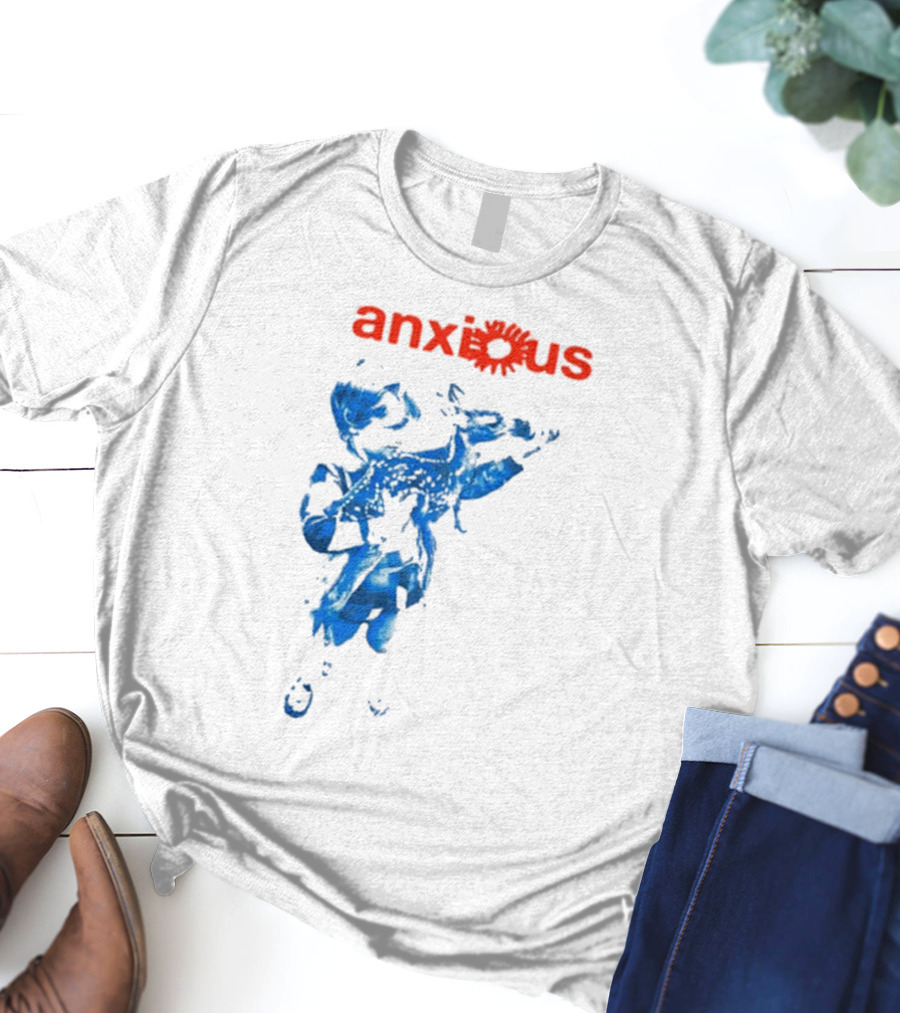 Anxious Blue Abstract Deer Kid T-Shirt