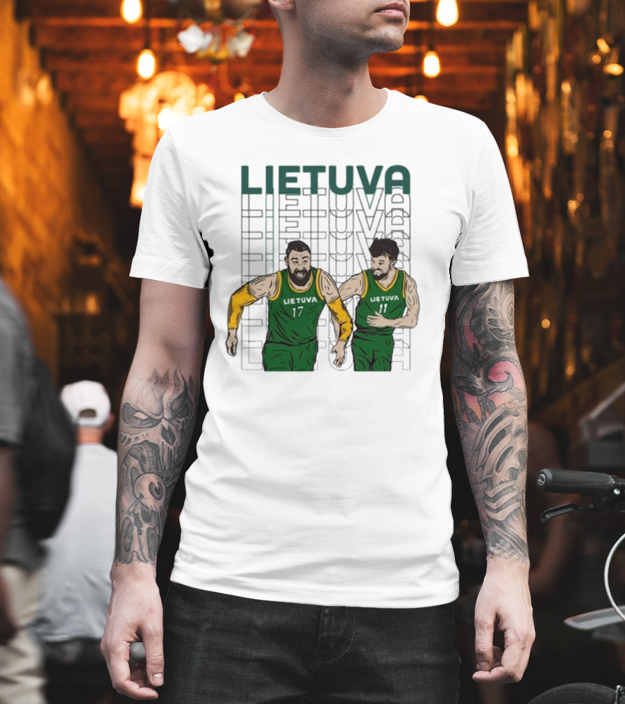 Lietuva Basketball Players Bokštai 17 Running Team Spirit T-Shirt