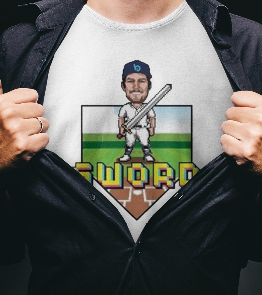 Pixelated Baseball Player Sword Bauer Outage T-Shirt