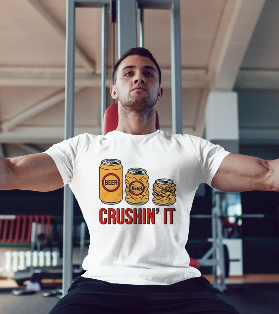 Beer Can Crushin’ It Funny Drinking Theme T-Shirt