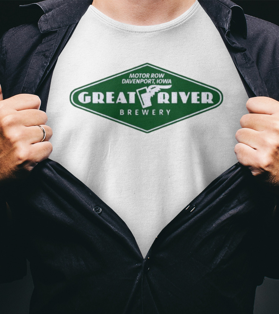 Motor Row Davenport Iowa Great River Brewery T-Shirt