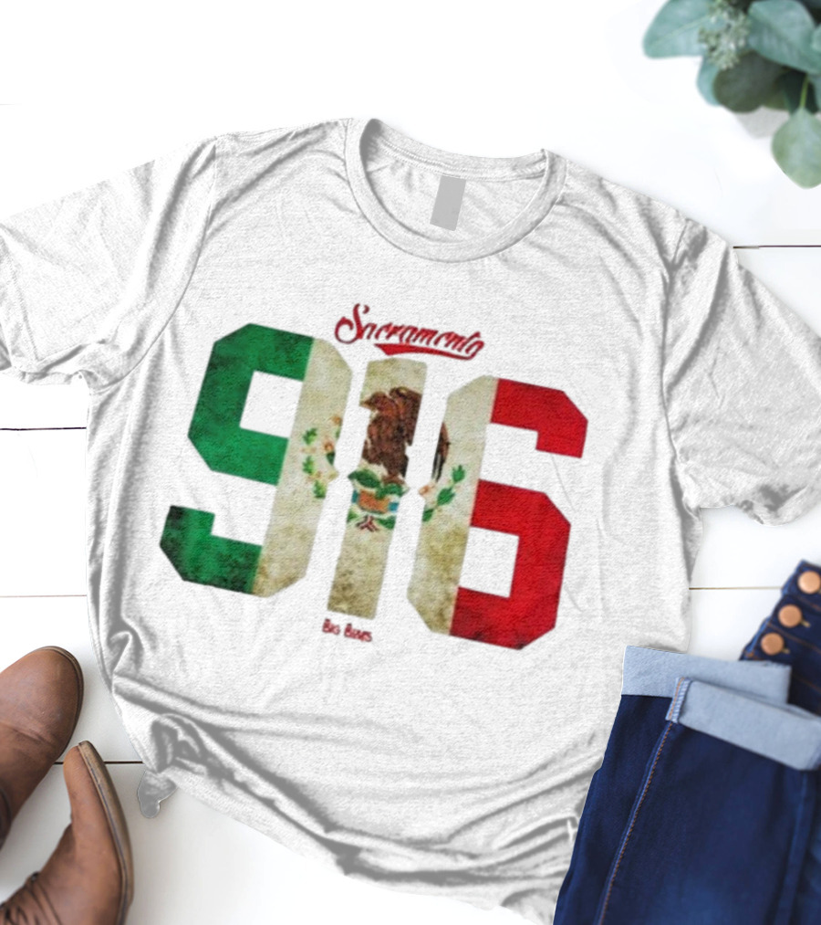 Sacramento 916 Big Boys Mexican Flag Design T-Shirt