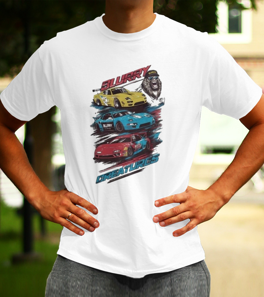 Blurry Creatures Talladega Blur Racing Cars Lion T-Shirt