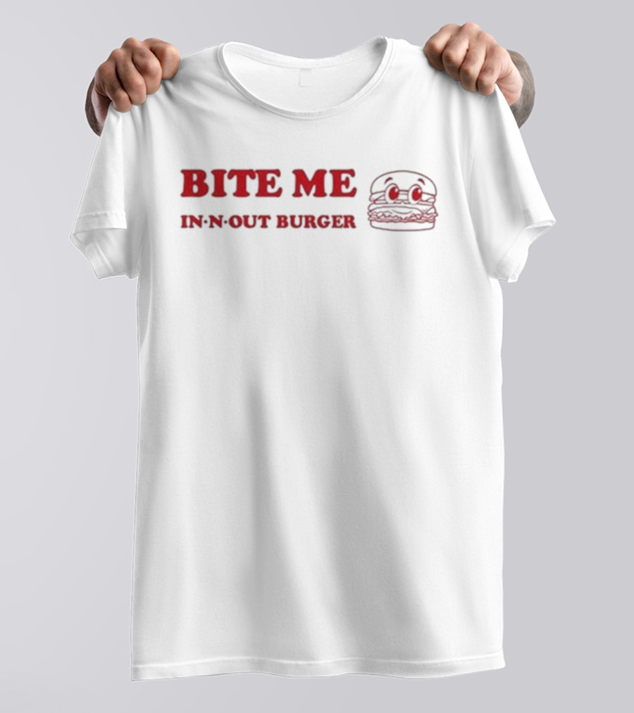 Bite Me In N Out Burger Funny Hamburger Sketch T-Shirt