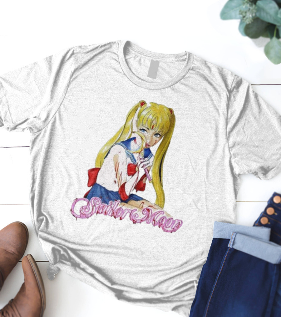 Bl00dina Sailor Moon Anime Mirror And Lipstick T-Shirt