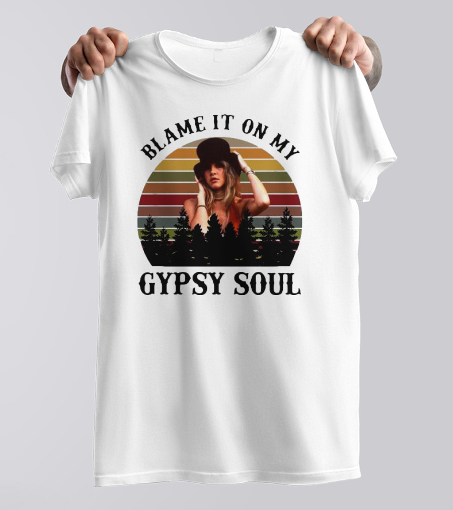 Blame It On My Gypsy Soul Vintage Sunset Forest Retro Style T-Shirt