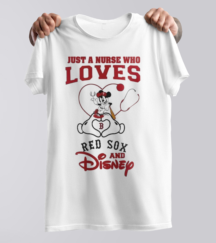 Boston Red Sox Just A Nurse Who Loves Disney Baseball Mickey Mouse 2025 T-Shirt