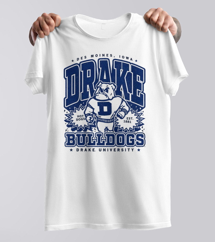 Des Moines Iowa Drake University Bulldogs Mascot Hot Dogs Est 1881 T-Shirt