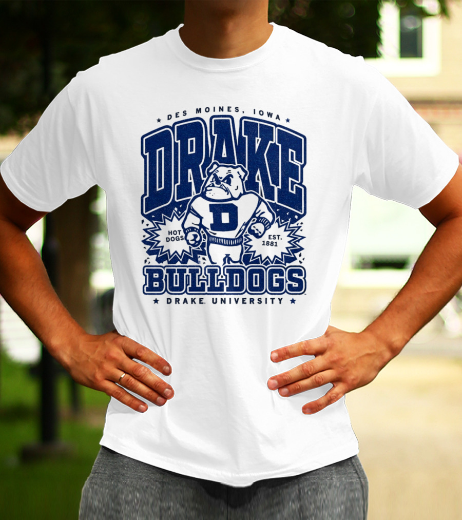 Des Moines Iowa Drake University Bulldogs Mascot Hot Dogs Est 1881 T-Shirt