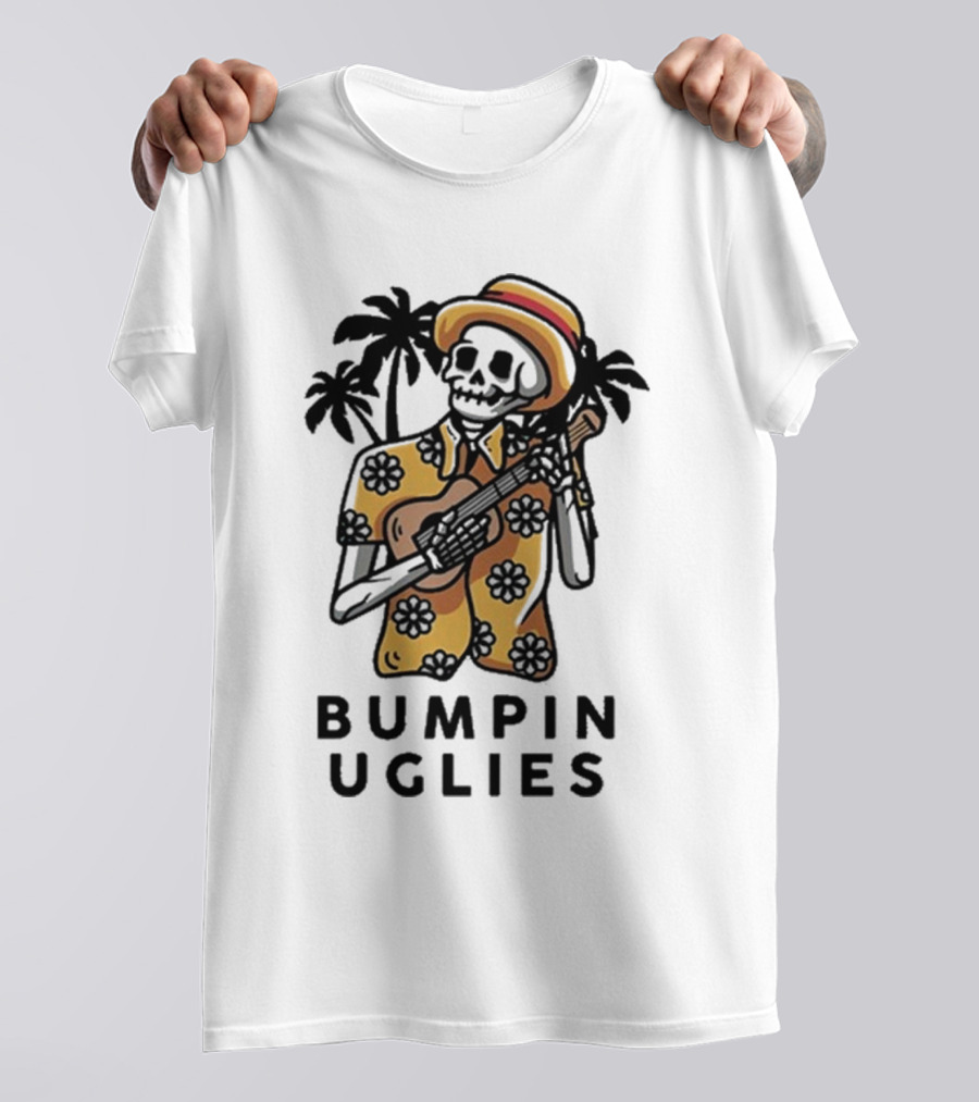 Bumpin Uglies Skeleton Playing Ukulele In Hawaiian T-Shirt