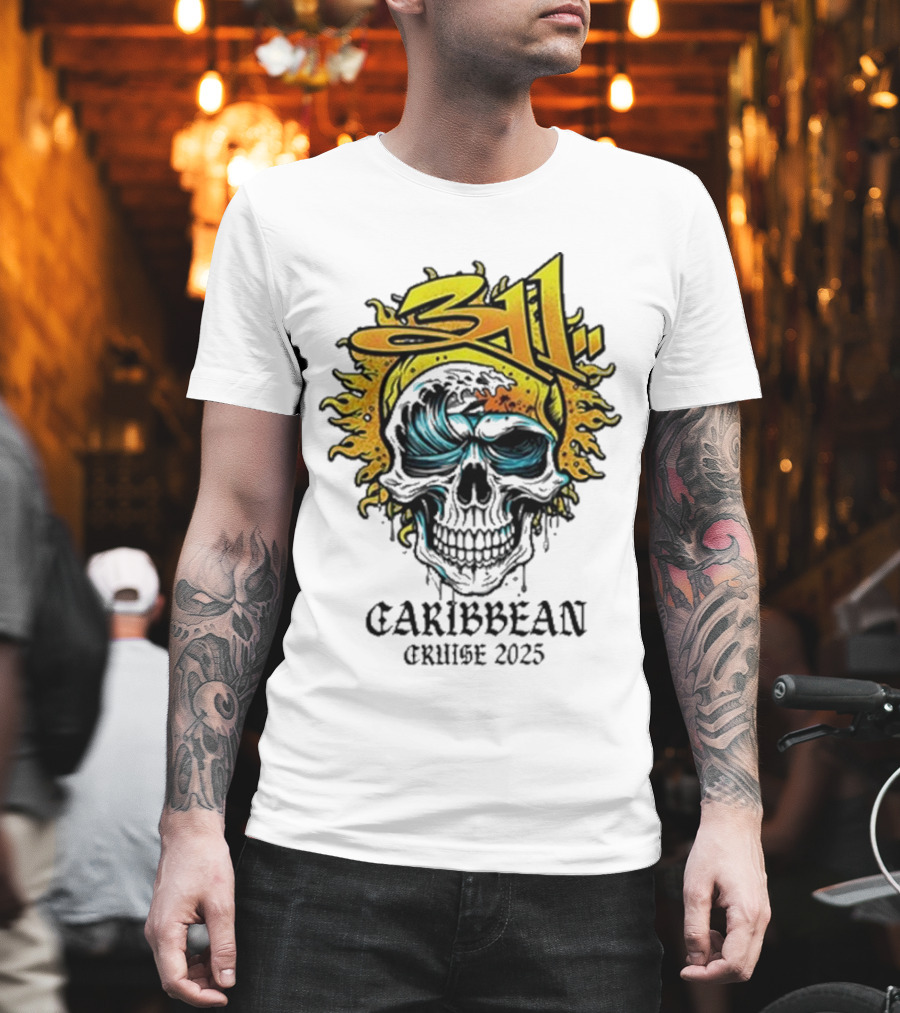 311 Caribbean Cruise 2025 Skull Wave T-Shirt