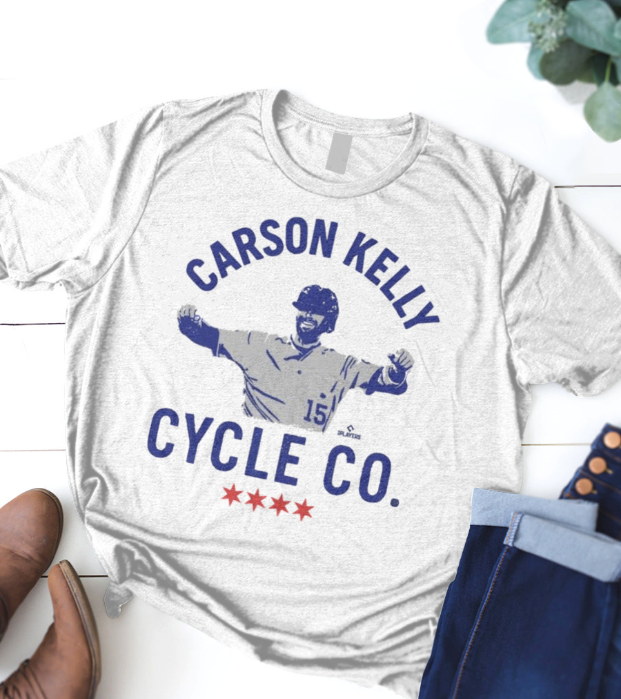 Carson Kelly Cycle Co MLBPA Number 15 Baseball Star Iconic Red Stars Theme T-Shirt