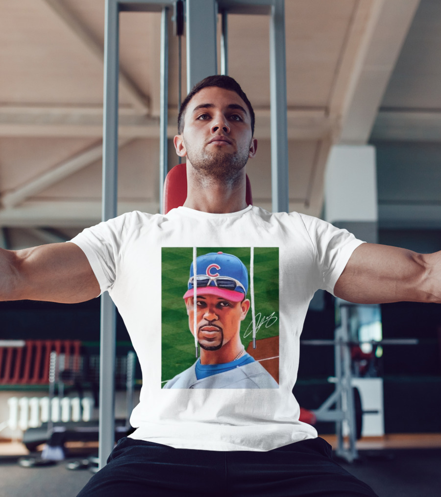 Chicago Cubs Derrek Lee Signature Portrait With Cap And Sunglasses T-Shirt