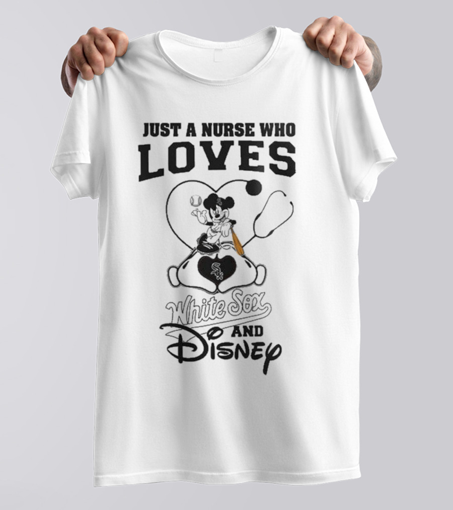 Just A Nurse Who Loves Chicago White Sox And Disney Mickey Mouse 2025 Baseball T-Shirt
