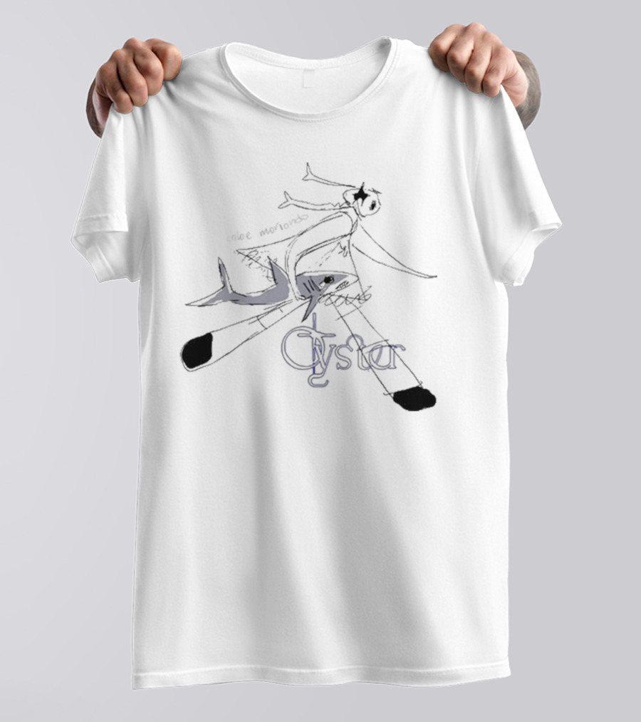 Chloe Moriondo Oyster 2025 Illustrated Fish And Bicycle Art T-Shirt