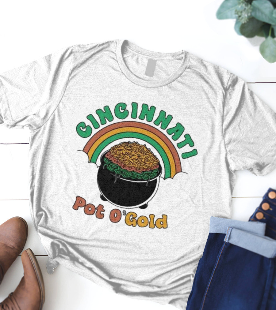 Cincinnati Pot O Gold Rainbow St Patricks Day T-Shirt