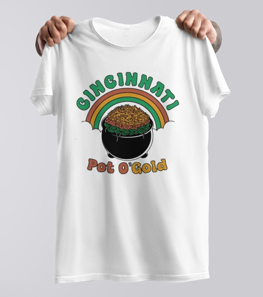 Cincinnati Pot O Gold Rainbow St Patricks Day T-Shirt